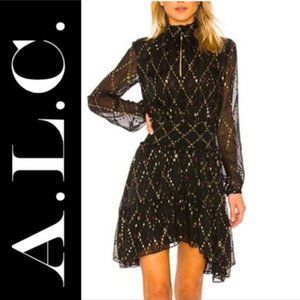 A.L.C. TULA SILK BLEND DRESS IN BLACK MULTI 4
